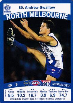 2010 Team Zone AFL Team #80 Andrew Swallow Front